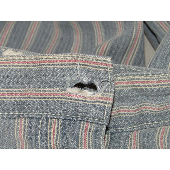 c.l.o.t.h.e.s. Women's High Waist Garden Jeans Pink Pinstripe Cuff Pants Cropped - Picture 6 of 7